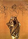 Alphonse Maria Mucha Famous Paintings - Mucha Study of Drapery